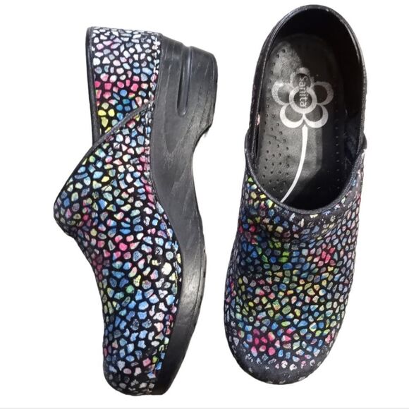 Sanita Women's Clog Multi-colored Stained Glass Print size 39/8 US - Picture 3 of 15